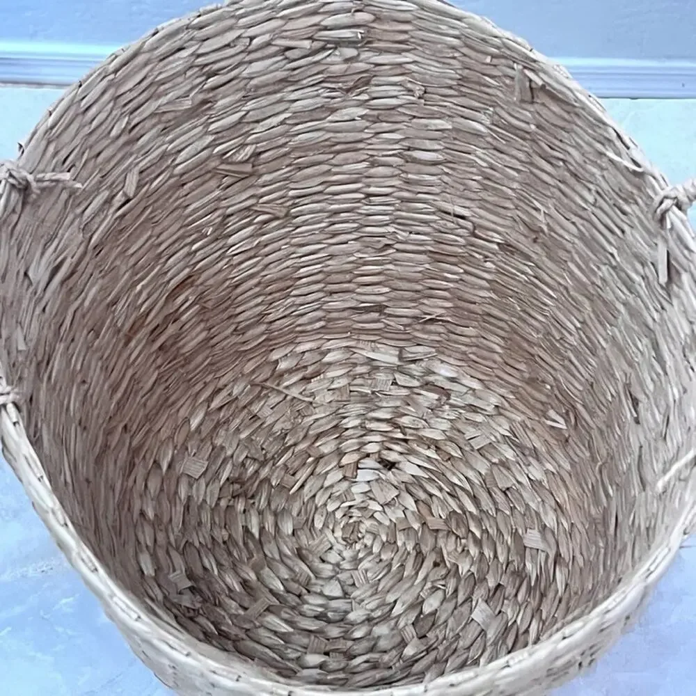 Water Hyacinth Round Multi-Use Basket With Handles Boho Decor 10